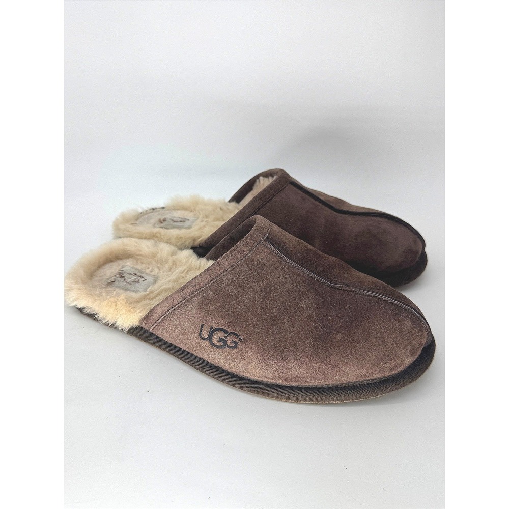 UGG Scuff 5776 Slippers Mens 9 Brown Suede Sheepskin Shearling Slip On